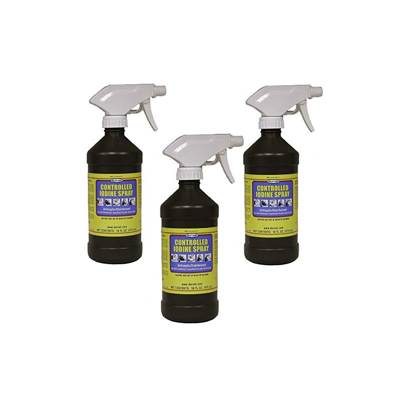 (3 Pack) Durvet Controlled Iodine Spray, 16-Ounces Each