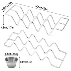 LONGHAO 2 + 2 Pieces Taco Holder Set Taco Holder Stainless Steel Taco Holder Taco Holder Set, Each Can Hold Up To 4 Tortillas, Sandwiches, Bread (#1)