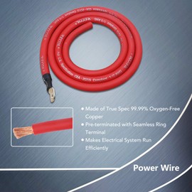 Recoil PBG3 True Spec 1/0 Gauge 99.99% Oxygen Free Copper Wire Big 3 Amp Wiring Upgrade Kits for Car Audio Systems up to 350 Amps