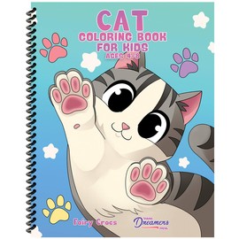 Cat Coloring Book for Kids Ages 4-8: Cute and Adorable Cartoon Cats and Kittens (Spiral Coloring Books for Kids, Band 12)