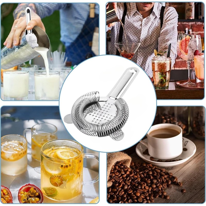 Zhenghebuy Cocktail Strainer,Ice Filters for Drinks,Cocktail Filter,Handle Bar Strainers,Practical and