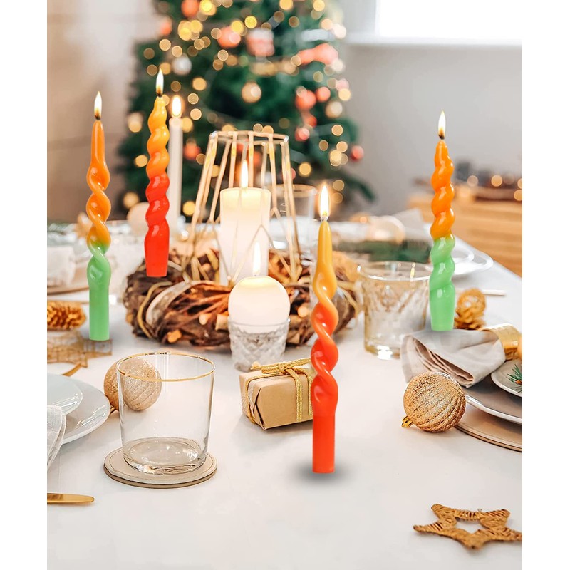 LPUSA Taper Candles Green Spiral Dinner Candles Wax Unscented Dinner