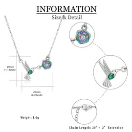 shajwo Cremation Jewelry Hummingbird Flower Urn Necklace for Ashes for Women Men Memorial Human Ashes Pendant,Rainbow