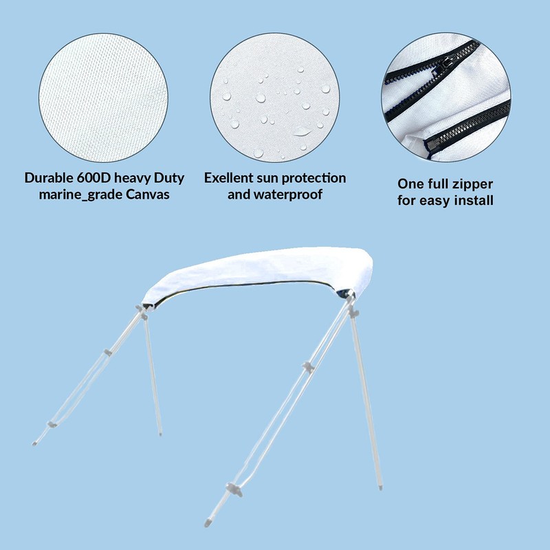 SavvyCraft Bimini Top Storage Boot 54"-60" White, Waterproof UV-Resistant