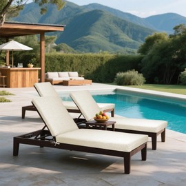 ZSLUKEJJ Chaise Lounge Cushion for Outdoor Patio Furniture Fade-Resistant Waterproof Outdoor Bench Cushions with Ties for Poolside, Porch, Gardens, Beach, Beige