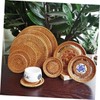 Gatuida 4Pcs Rattan Woven Heat Insulation Mats Handmade Coasters Bowl