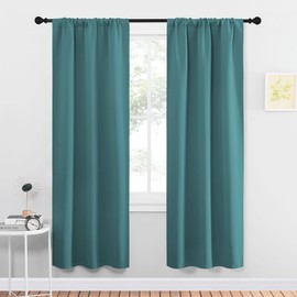 NICETOWN Cortinas opacas para cortinas de estar, microfibra de tres pasos, reducción de ruido, aislamiento térmico, bolsillo sólido para barra, cortinas opacas para habitación de niños (Pato verde, 1 Par, 86 x 182 cm)