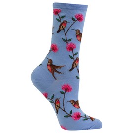 Hot Sox womens Animal Series Novelty Fashion Crew Casual Sock, Hummingbirds (Coastal Blue), 4 10 US