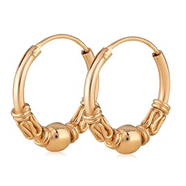 NKlaus Pair of 16 mm Celtic Creole Earrings Gothic Celtic Bali Hoop Earrings Gold-Plated 5080, Yellow Gold