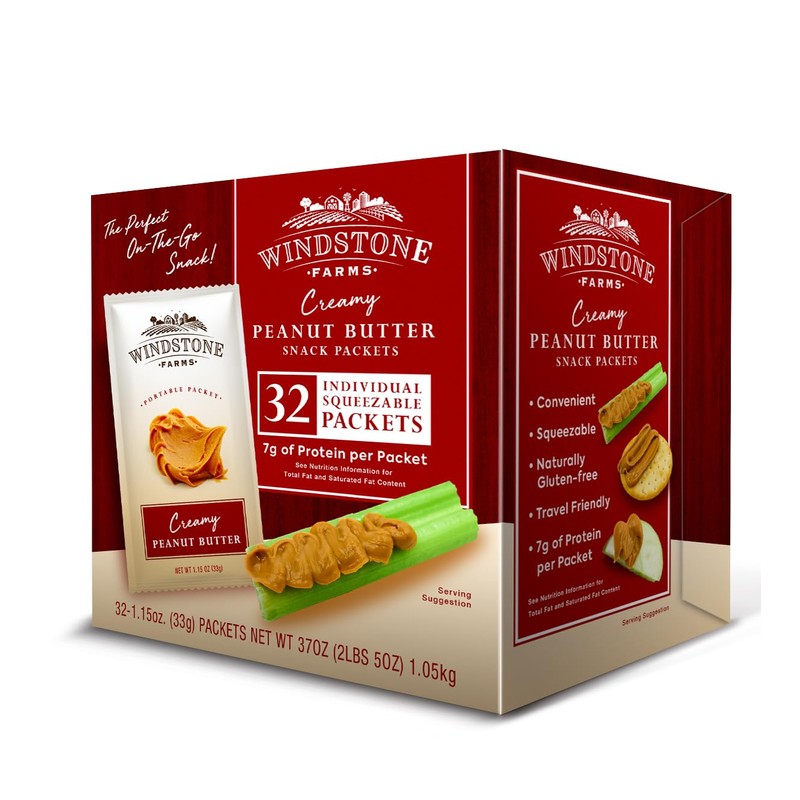 Windstone Farms Creamy Peanut Butter 32ct 1.15oz Snack Packet, 1.15oz