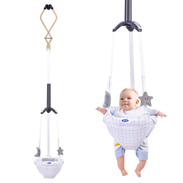 Baby Doorway Jumper, Durable Door Bouncer & Swing, Baby Jumper with Door Clamp Adjustable Strap, Easy to Use Exerciser for Infants Toddlers for 6-24 Months(Dark Grey)