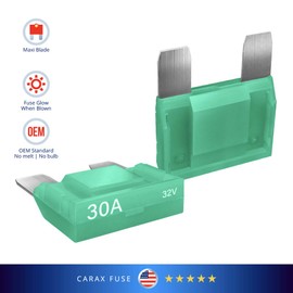 CARAX Glow Fuse – Premium Fuse Maxi Large Blade – Kit Assortment – Glow When Blown LED Automotive Fuse – Smart Auto Glow Fuse Easy Identification (30A - 1pcs - Maxi Blade Glow Fuse)