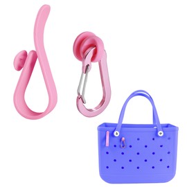 MOTOFITOOL Hook Set Charms for Bogg Bags and Simply Southern Tote - Hook Holder with Key Chain Clip for Large & Small Beach Totes - Stylish Accessories(Pink)