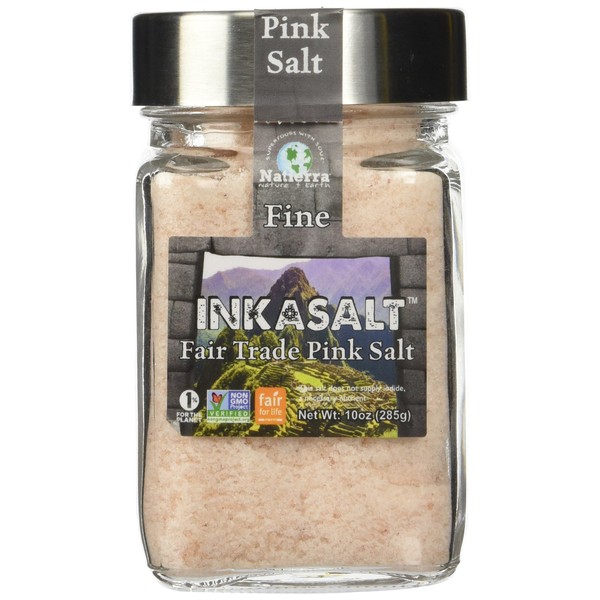 NATIERRA Himalania Fine InkaSalt Pink Salt in Glass Jar | Unrefined & Non-GMO | 10 Ounce