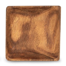 levandeo Wooden Bowl Acacia 15 x 15 cm Square Table Decoration Plate Wooden Plate Snack Bowl Fruit Bowl