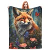 amepay Fox Blanket Gifts for Kids Girls Forest Flowers Animal