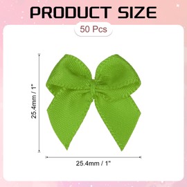 PATIKIL 1 Inch Mini Ribbon Bow 50 Pcs Satin Fabric Ribbon Flower Bows Appliques for DIY Craft Sewing Wedding Party Decoration, Light Green
