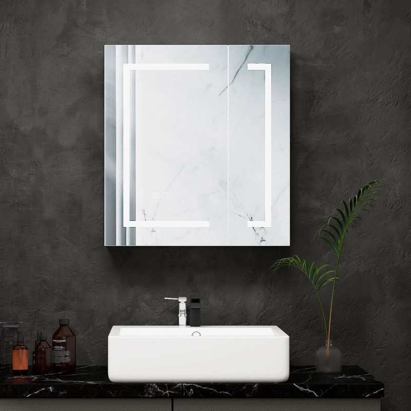 Mepplzian Large LED Bathroom Mirror Cabinet Touch Switch 3 Colors