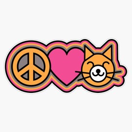 Peace Love Cats Waterproof Vinyl Window Bumper Sticker Decal 5"