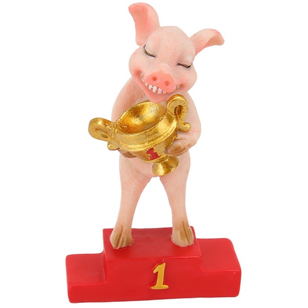 HERCHR Mini Pig Trophy Figurine Funny Cartoon Pig Statue Resin