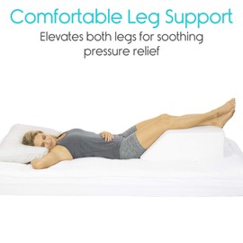 Xtra-Comfort Leg Elevation Pillow for Sleeping, Swelling, Post Surgery - Memory Foam Bed Wedge Pillow- Support Cushion for Pregnancy, Leg, Foot Rest