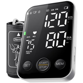 Blood Pressure Monitor Accurate Adjustable Digital BP Cuff Kit Manual Upper Arm Machine Led Backlit Display 2 Users 240 Sets Memory Includes Storage Bag