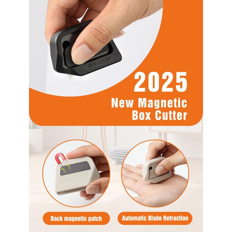 2 PACK Magnetic Box Cutter, Retractable Utility Knife with Ceramic