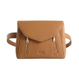 AGIKI 5-Way Convertible Leather Belt Bag, Crossbody Bag, 7W x 5H x 2.5D inches, with Card Slots and Key Clip, Brown, Professional