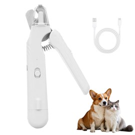 MUZMDNI 2-in-1 Dog Nail Grinder & Dog Nail Clippers Trimmers for Large Medium Small Dogs Cats Pets Claw Trimmer with LED Lights (White)