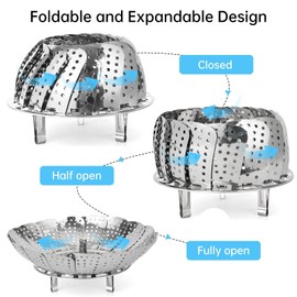 Steaming Basket for Cooking, SYPHIHY Stainless Steel Folding Vegetable Steamer Adjustable Vegetable Steamers Basket for Cooking