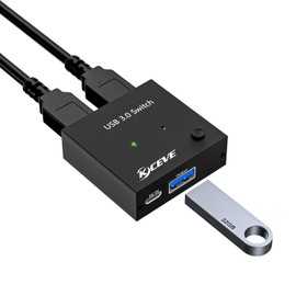 USB Switcher 2 Computers for Keyboard Mouse Switch, ANXQQ USB 3.0 Switch Computer Switch for 2 Computers, USB Switcher 2 Computers with Power Supply and 2 USB Cables