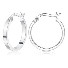 Hoop Earrings for Women Sterling Silver, Silver Hoop Earrings for Girls, 925 Silver Small Hoop Earrings Hypoallergenic Sleeper Earrings Birthday Gifts for Women Men 20mm