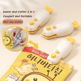Mini sellador de bolsas, sellador y cortador 2 en 1, sellador trmico magntico y colgante recargable por USB, accesorios de cocina lindos y prcticos...