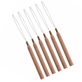 Homiladi ​​6 Pcs Hair Extension Loop Threader | Micro Nano Beads Device Hair Extension Loop Needle | Wood Hair Extensions Pulling Hook Tools for Hair Styling Tools Accessory or Feather Extensions