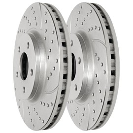 AutoShack Front and Rear Drilled Slotted Rotors Set 4 Replacement for 2011-2022 Jeep Grand Cherokee Dodge Durango 3.0L 3.6L 5.7L 6.4L V6 AWD RWD Vented Rotor Diameter Front 350mm; Rear 330 mm BRKPK365