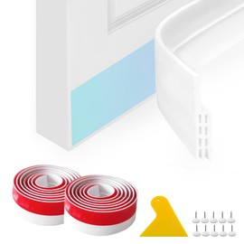 Daily Treasures 2 Pack Silicone Door Draft Stopper with 1pcs Strickle & 10pcs Pushpin,Door Seam Strips Bottom,Self-Adhesive Under Door for Windows-Keeping,Noise,Dust,Anti-insect(34.4"Lx2"W)