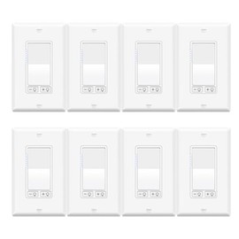 Dimmer Switch,NineLeaf 8PK Single Pole/3 Way, 3-300W LED & CFL, 15-600W Halogen & Incandescent, 15A 120V,Residential and Commercial,ETL Listed, White with Wall Plate