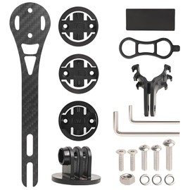 Wenbones Carbon Fibre Integrated Bicycle Computer GPS Mount, Carbon Fibre Handlebar Extension Mount Compatible, for Wahoo, Garmin Edge, Bryton, GIT, Mounts for Action Cameras and Light