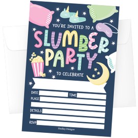 Hadley Designs 15 Sleepover Birthday Party Invitations for girls-Pajama Slumber Party Invites for Kids
