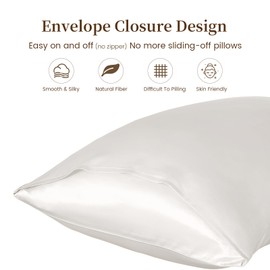 THXSILK 100% Natural Mulberry Silk Pillowcase for Hair and Skin Luxury 19 Momme Mulberry Silk Pillow Cases Protectors with Envelope Closure Durable 1 Pack (Twin/Standard, Pearl White)