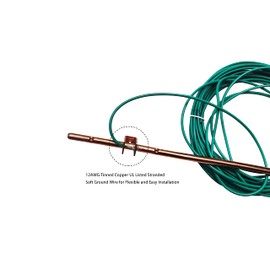 4'Ground Rod-with 15ft 12 AWG Ground Wire Tinned Copper UL Listed- for Electric Fences,Antennas,Satellite Dishes,Instruments,Generator Grounding Earthing
