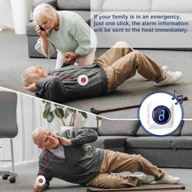 Wireless Caregiver Pager, Panic Alarm Button for Elderly, 3 SOS Call Button with 1,000ft Long Range Buzzer Call Bell with Mute Mode 55 Chimes 5 Volumes Levels LED Flash with 2 Plug in Receivers