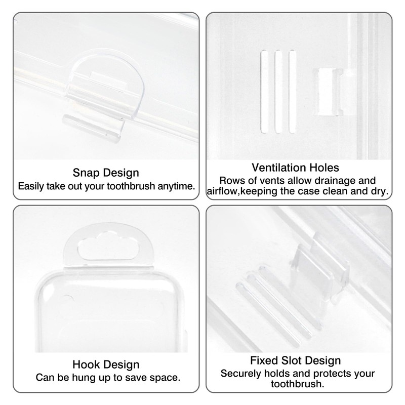 Portable Plastic Toothbrush Storage, Clear White Travel Toothbrush Case, for