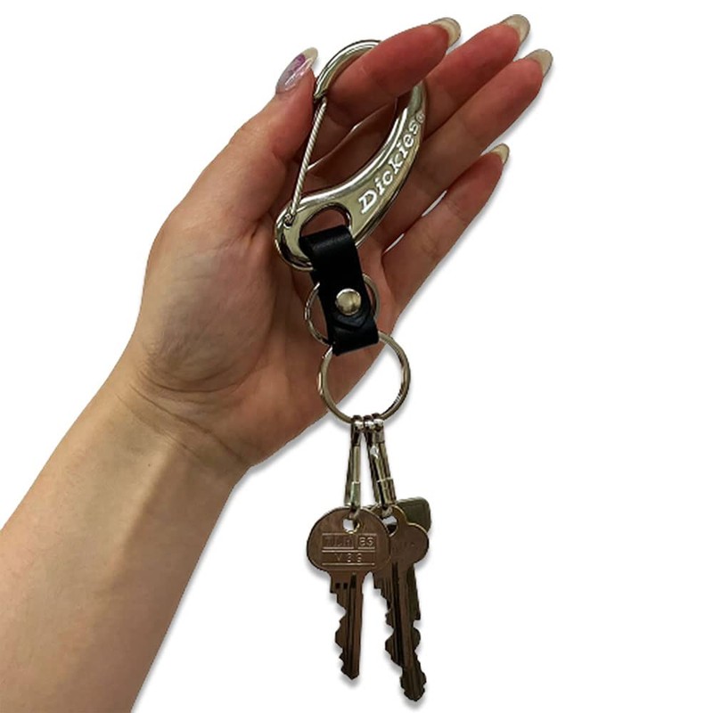 Dickies New Colors! DS054NCS1 Simple Carabiner Keychain Silver and White