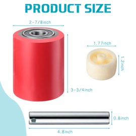 Minatee 12 Pcs Pallet Jack/Truck Load Wheels Full Set with Bearings Axles and Entry Exit Roller (Red)