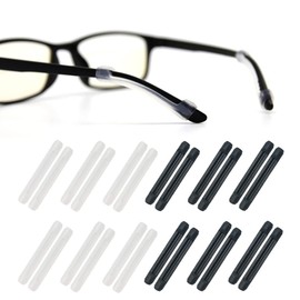 Alamic Eyewear Retainer Eyeglass Temple Tip for Kids and Adults Silicone Anti Slip Holder for Glasses Piece Ear Hook 6 Pairs Black + 6 Pairs Clear