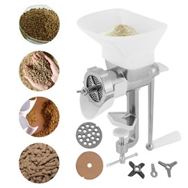 Manual Animal Feed Pellet Machine, Stainless Steel Pet Food Granulator, Fishing Bait, Dog Cat Bird Fish, Portable Pellet Mill w/Hopper for Home Domestic/Commercial Use (2.5mm Pellet Plates)