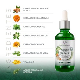 Naturalness Bálsamo Corporal para Masaje Terapéutico Piernas Cansadas 30 ml – Mentol y Alcanfor con aceite esencial de Romero, Sensación de Bienestar 