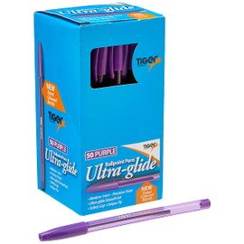 Tiger Stationery 301949 Ultra-Glide Ballpoint Pen - Purple (Pack of 50)