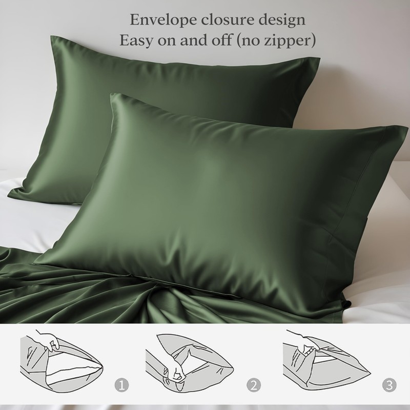 LINENWALAS 100% Organic Bamboo Pillow Cases 2 Pack, Soft Premium
